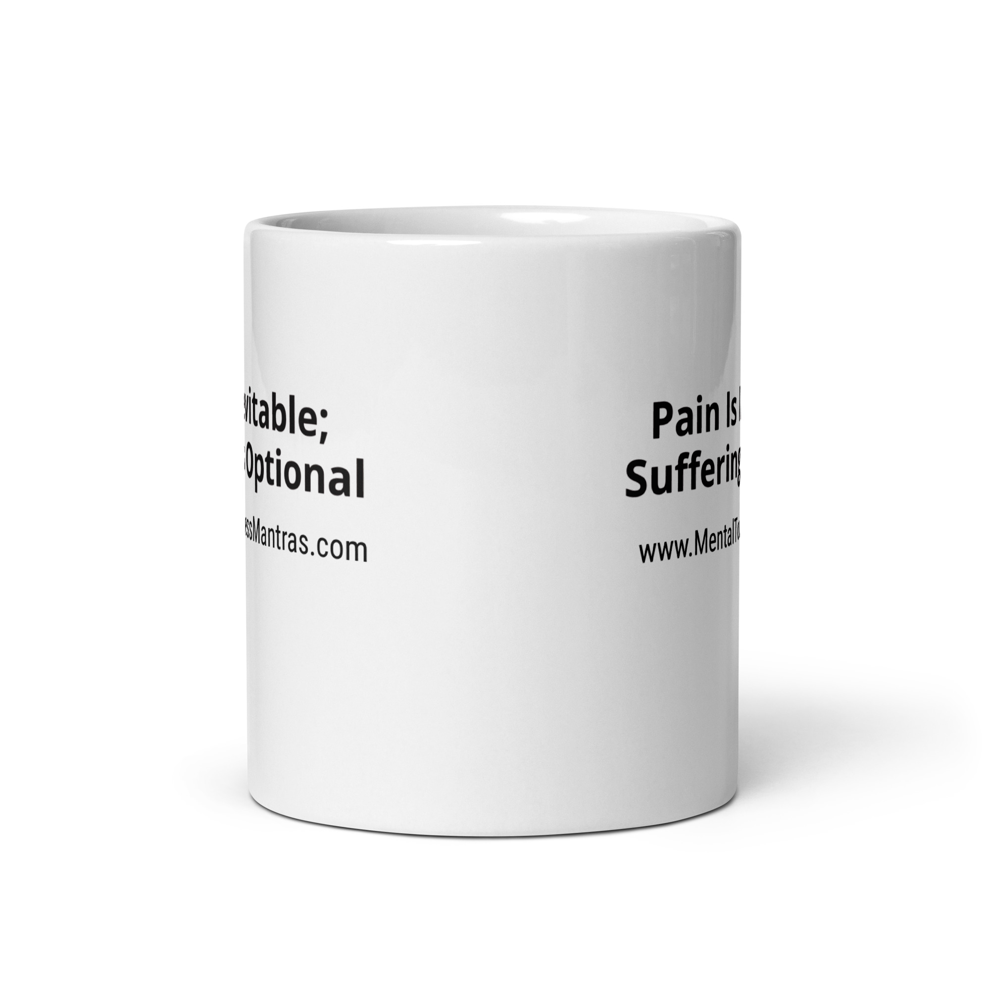 Pain Is Inevitable; Suffering Is Optional - White Glossy Mug - Image 4