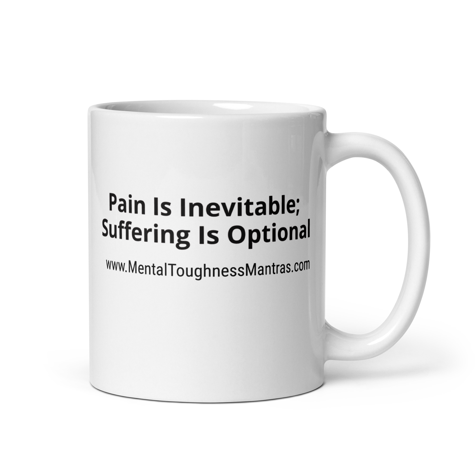 Pain Is Inevitable; Suffering Is Optional - White Glossy Mug - Image 2